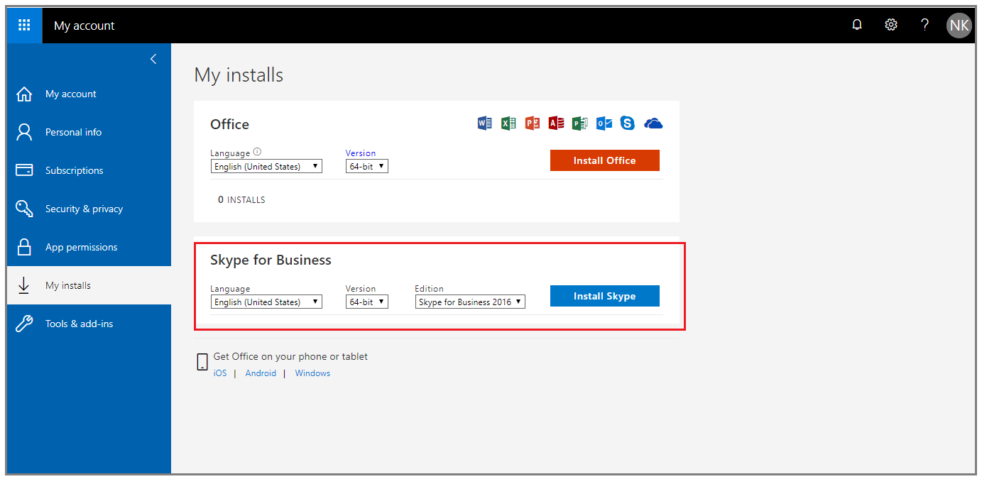 skype business download
